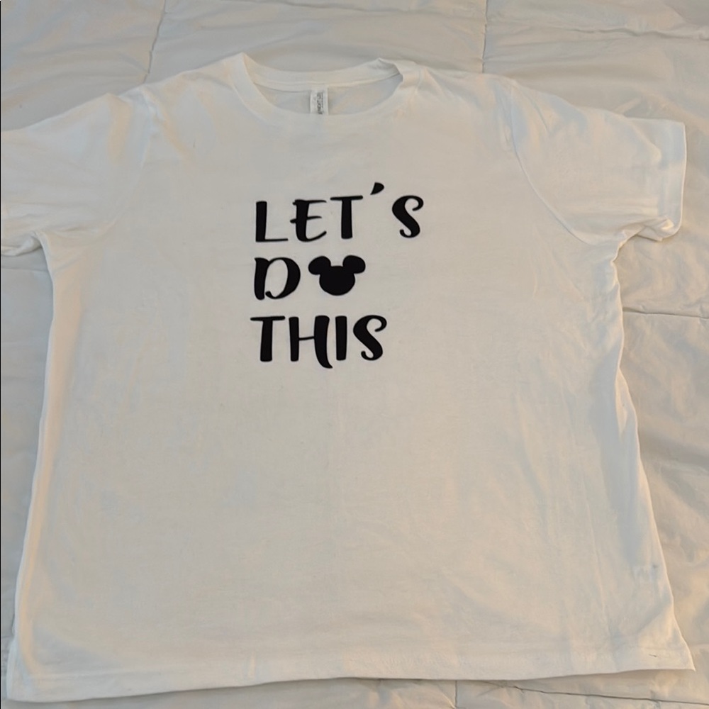 White Short Sleeve Tee with Black Text and Heart Graphic